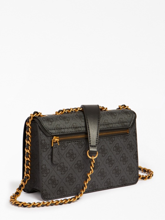 Guess сива мини чанта през рамо с лого 4g Izzy