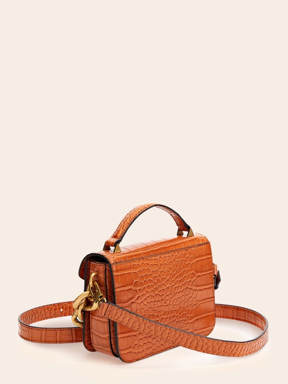Retour микро чанта с крокодил щампа кафяв Guess