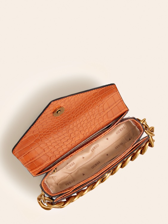 Retour микро чанта с крокодил щампа кафяв Guess