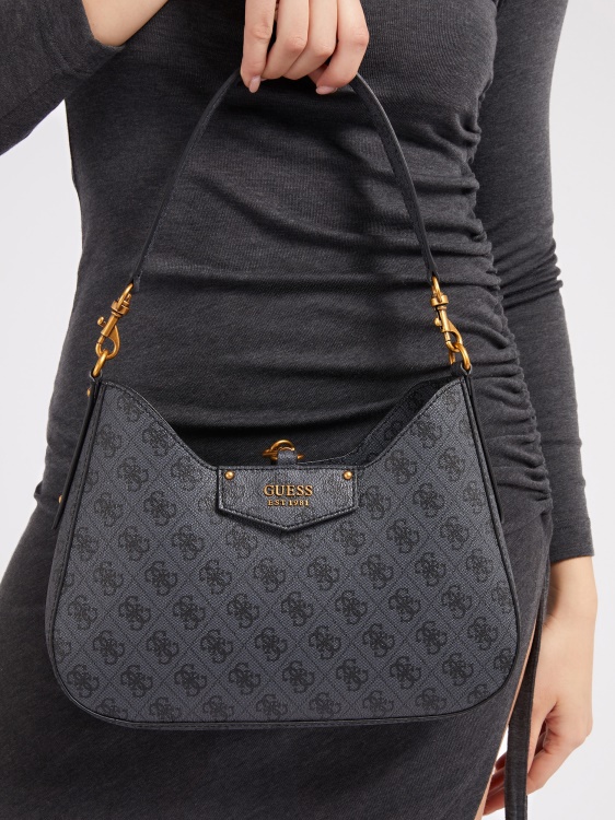 сив Guess Eco Brenton Chanta Hobo с лого 4g