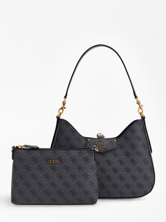 сив Guess Eco Brenton Chanta Hobo с лого 4g