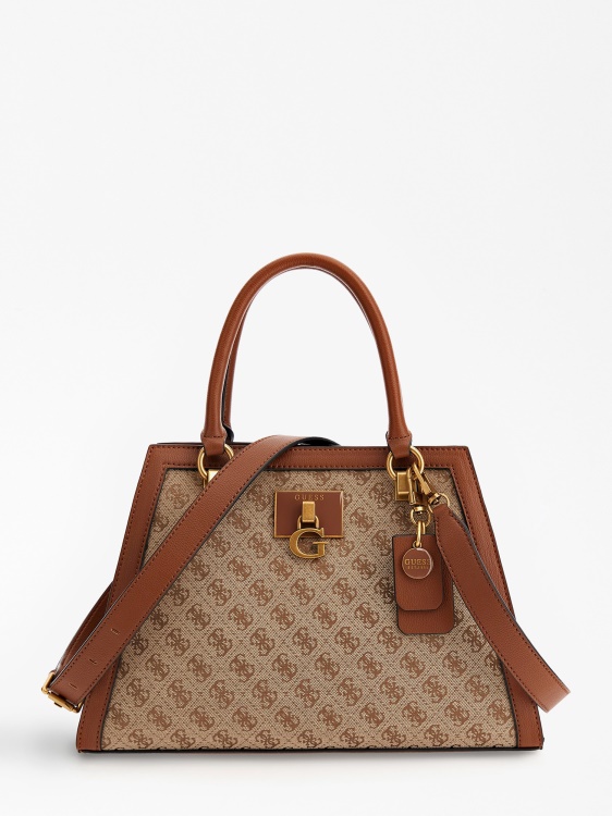 ръчна чанта Guess Brown Katey 4g с лого