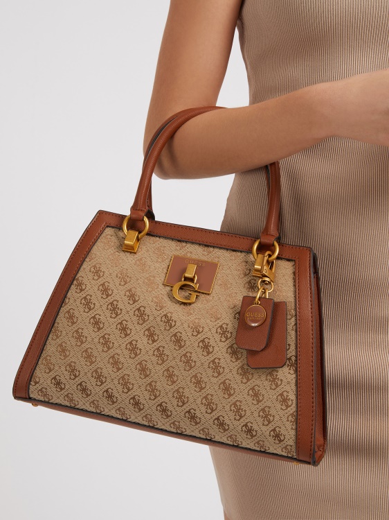 ръчна чанта Guess Brown Katey 4g с лого