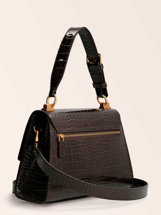 кафява дамска чанта Guess Stephi с крокодил