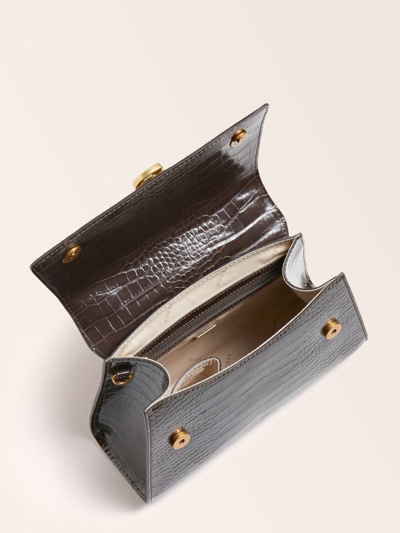 кафява дамска чанта Guess Stephi с крокодил