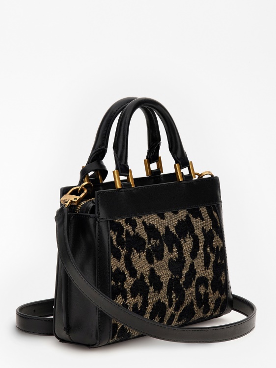 мини чанта Katey Animalier черна Guess