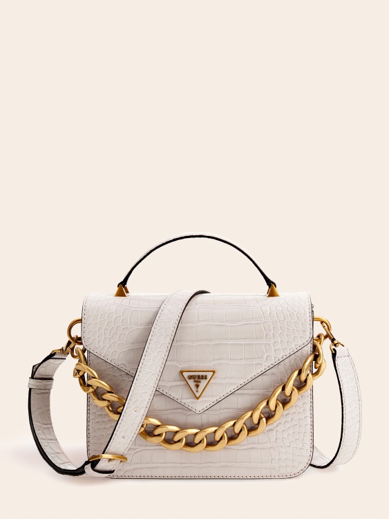 Guess Retour мини чанта с крокодилна щампа бяла