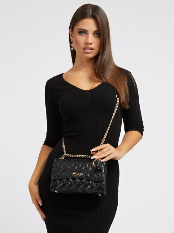 Sasky 4g лого мини кросбоди черен Guess