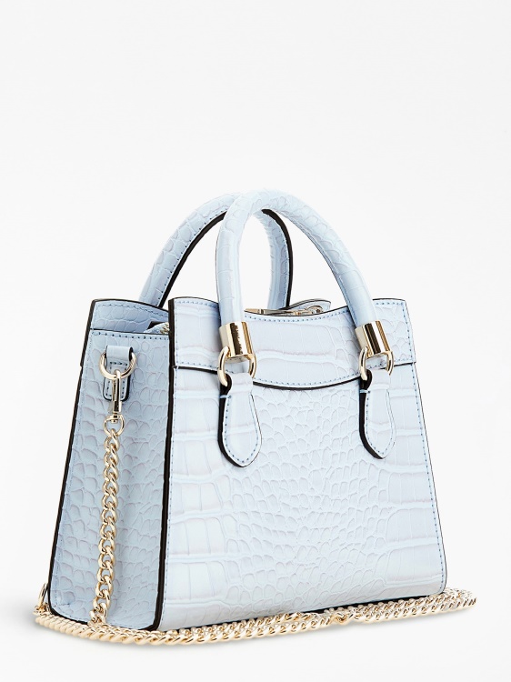 светло синя мини чанта Nell Croc-print Guess