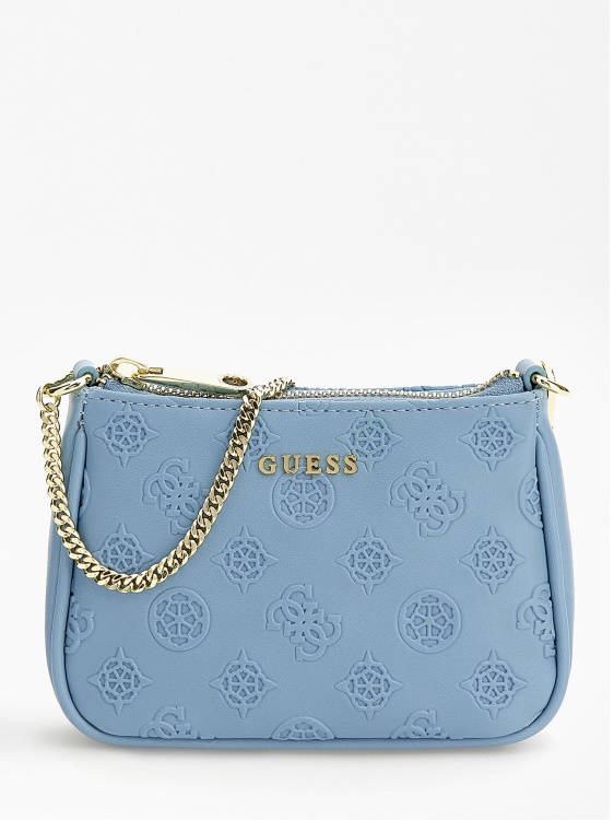 светлосиня 4g мини чанта през рамо с лого на божур Guess