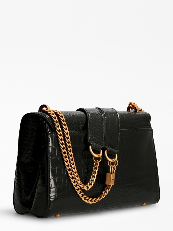 Guess Katey Croc Print Crossbody Black