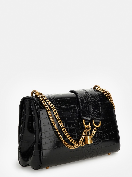 Guess Katey Croc Print Crossbody Black