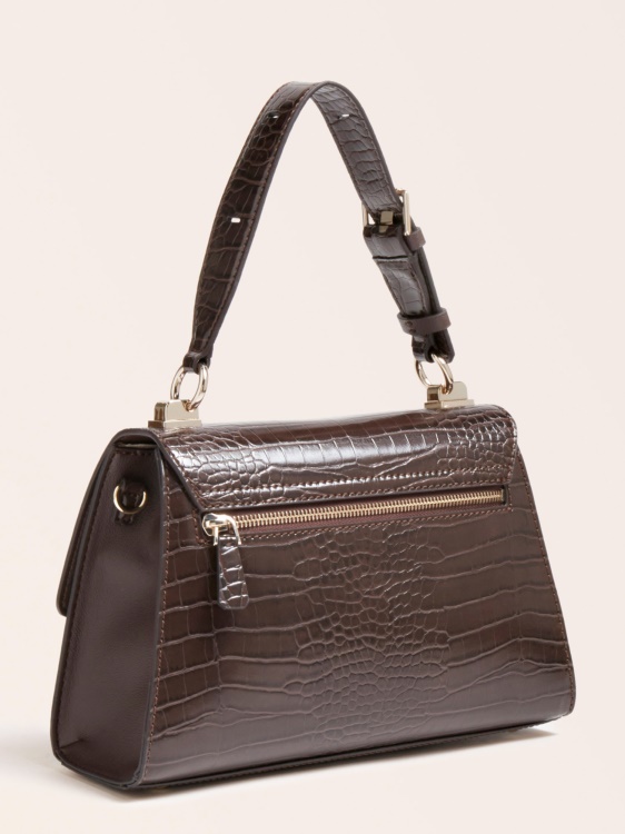кафява дамска чанта Guess Stephi с крокодил