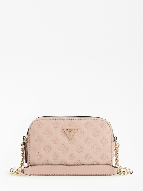 Guess Pink Noelle Mini Crossbody с вдлъбнато релефно обозначение