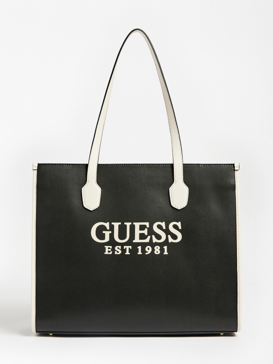 черна чанта през рамо Guess Silvana