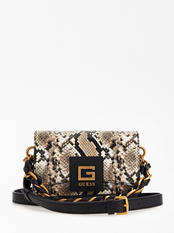 Alva Python-print Mini Crossbody Guess Multi Beige