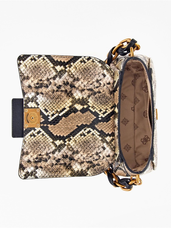 Alva Python-print Mini Crossbody Guess Multi Beige