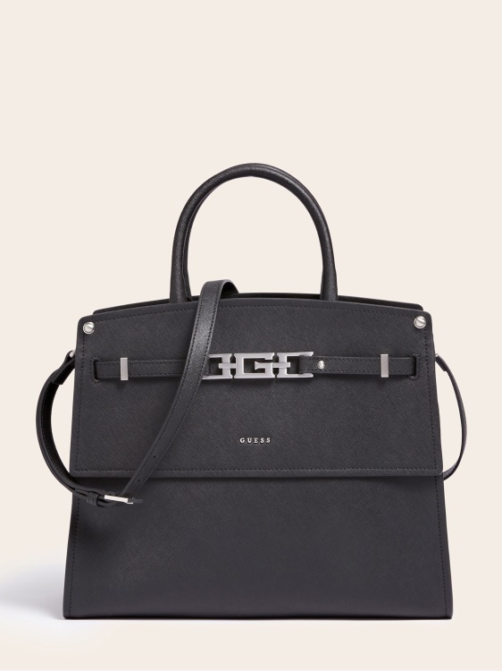 черна дамска чанта Guess Cristina от истинска кожа