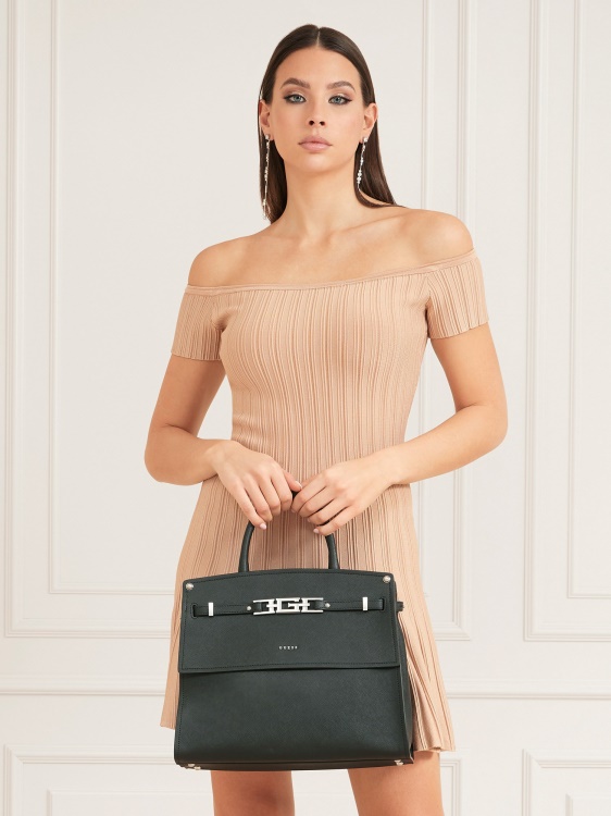 черна дамска чанта Guess Cristina от истинска кожа