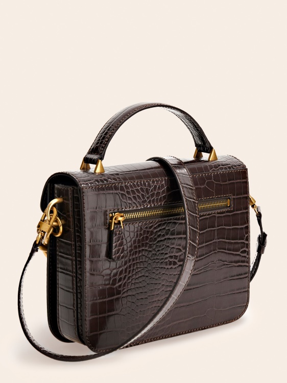 мини чанта Retour Croc Print Guess кафяво