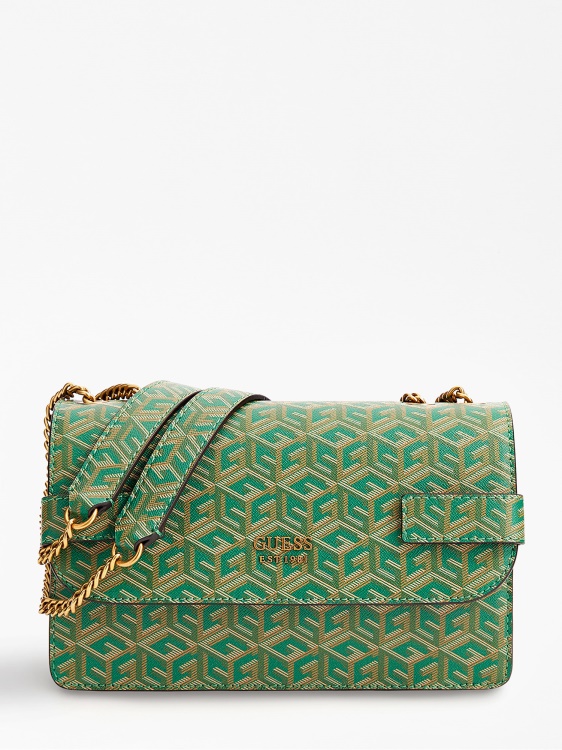 зелена ватирана мини чанта през рамо Guess Atene