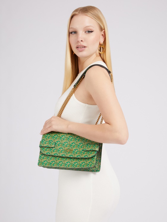 зелена ватирана мини чанта през рамо Guess Atene