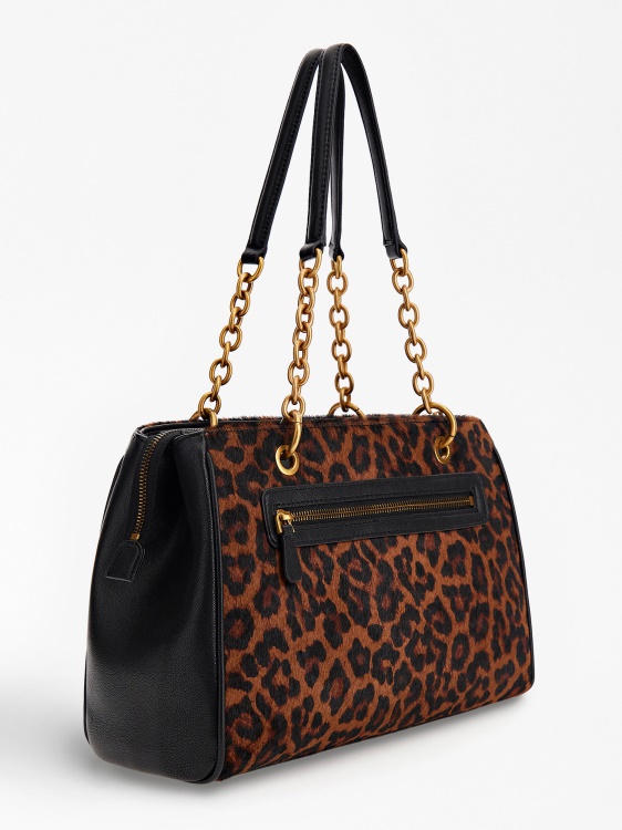 Guess Aviana чанта през рамо от естествена кожа Animalier