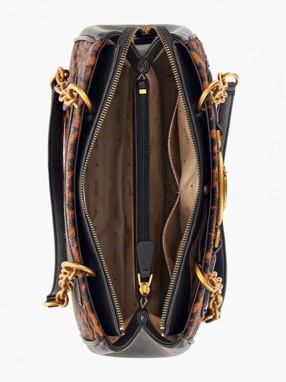 Guess Aviana чанта през рамо от естествена кожа Animalier