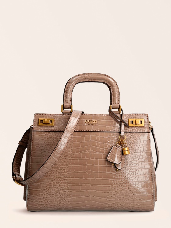 сметана чанта с крокодилна щампа Guess