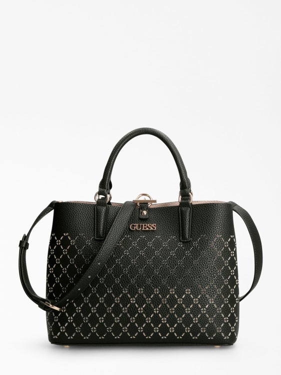 черна перфорирана чанта Guess Amara