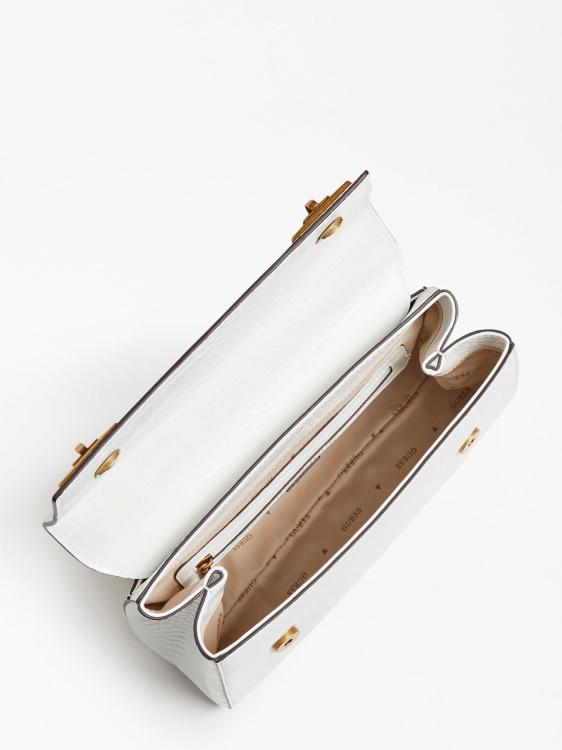 Guess Katey Croc Print Crossbody бяло