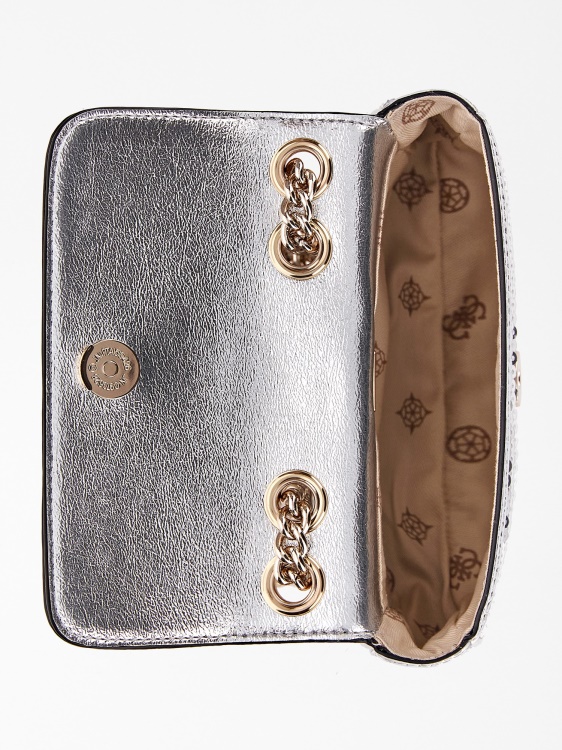 сребърна искра с пайети мини Crossbody Guess