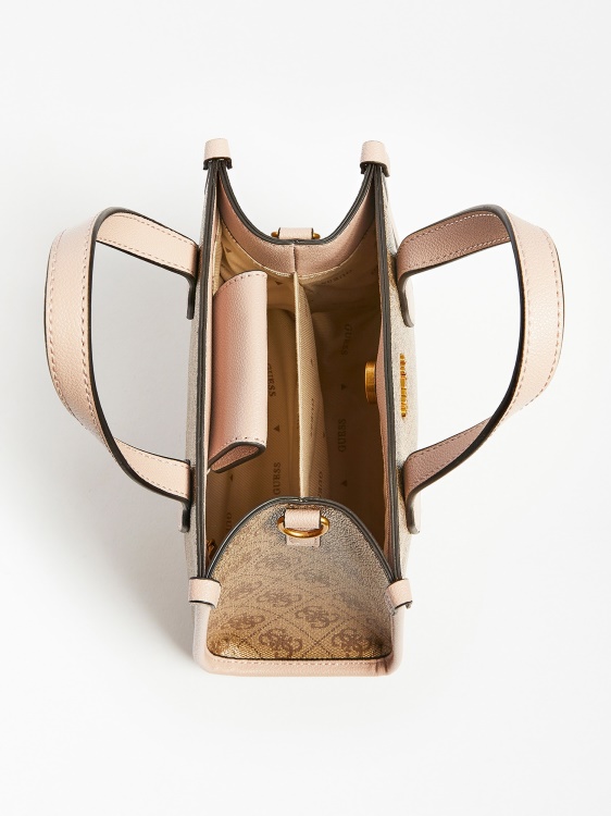 розова мини чанта Guess Silvana 4g лого