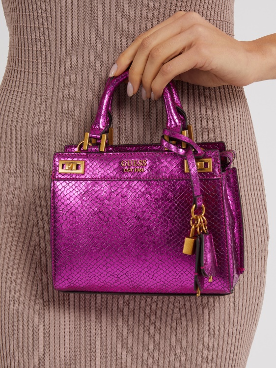 Guess фуксия Katey Python мини чанта