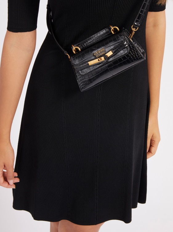 Micro Chanta Tullia Croc Print Black Guess
