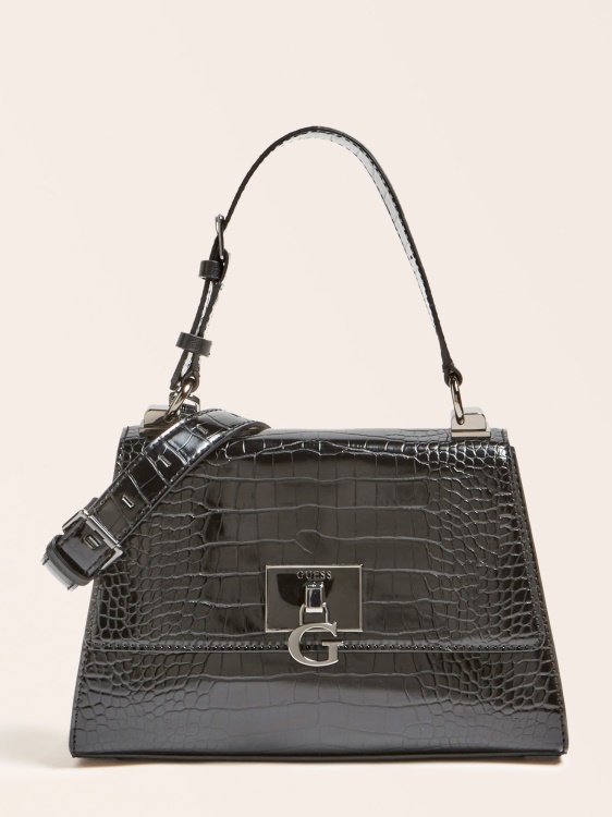 черна дамска чанта Guess Stephi с крокодил