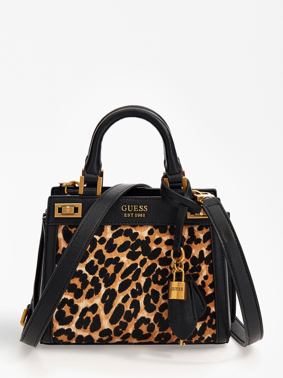мини чанта Katey от естествена кожа Animalier Guess