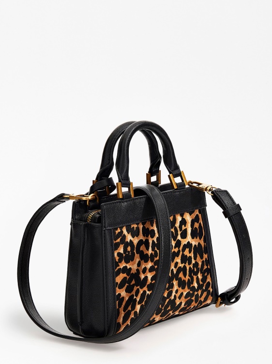 мини чанта Katey от естествена кожа Animalier Guess