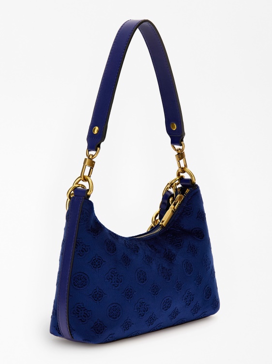 тъмно синя чанта през рамо Kimi 4g с лого божур Guess