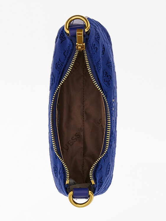 тъмно синя чанта през рамо Kimi 4g с лого божур Guess