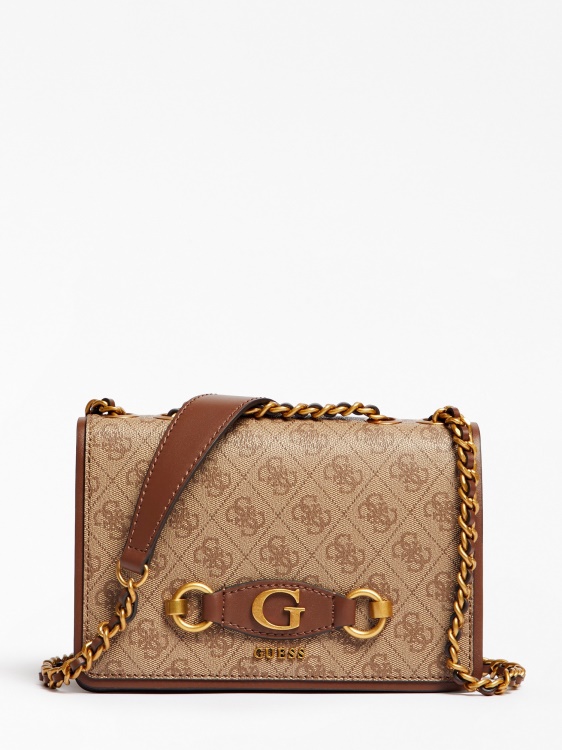 Izzy 4g лого мини чанта през рамо кафяв Guess