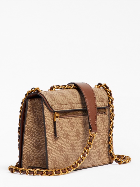 Izzy 4g лого мини чанта през рамо кафяв Guess