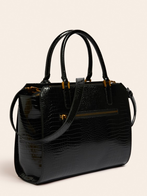 дамска чанта Guess Black с рафи крокодил