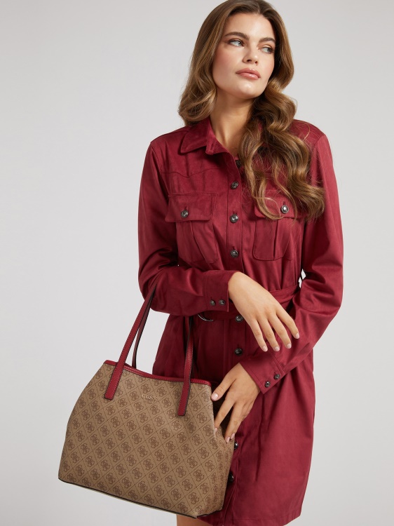 кафяво предложение Vikky Logo Print Shopper