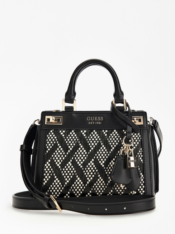 черна мини чанта Guess Katey Raffia