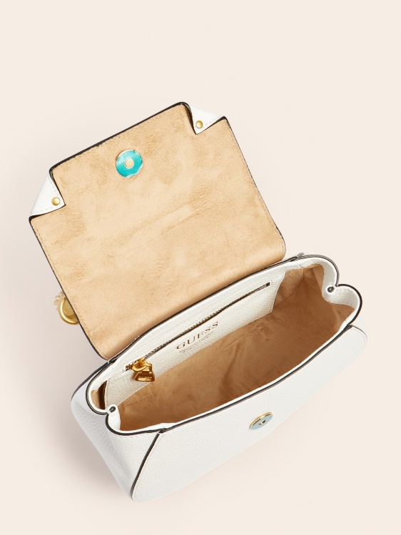 бяла мини чанта от естествена кожа Aida Guess