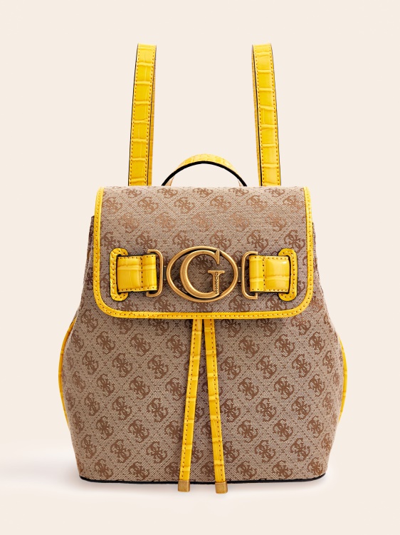 жълта мини раница с лого Aviana 4g Guess