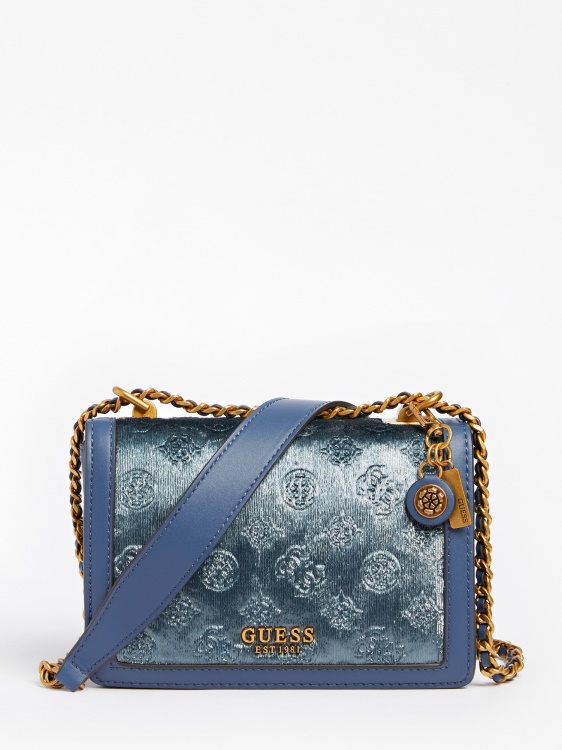Abey Velvet Crossbody Guess светло синьо