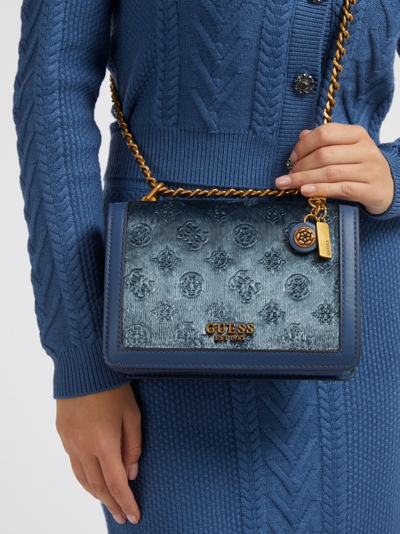 Abey Velvet Crossbody Guess светло синьо