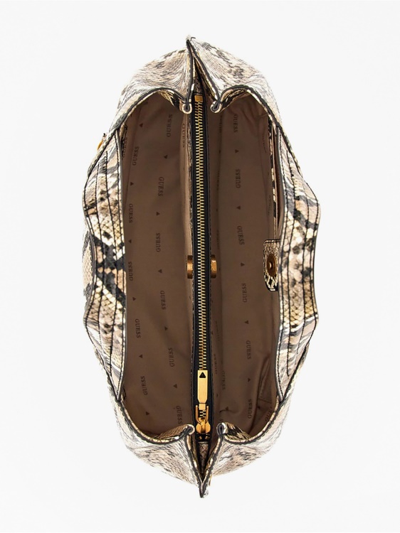 Zed дамска чанта с принт на питон Guess Multi Beige